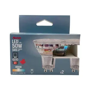 Pack de 2 bombillas Led GU10, 4.8W=50W, luz fría, 345lm, ALCAMPO.