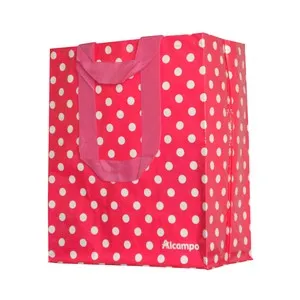 Bolsa de rafia con doble asa color rosa estampada ALCAMPO.