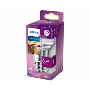 Bombilla Led E27, 4,5W=60W, luz cálida, regulable, 345lm, PHILIPS.