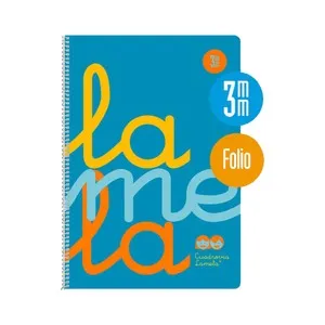 Cuaderno A5 de espiral con 80 hojas de cuadrovía 3mm, 90gr. Cubierta plastificada color azul. EDITORIAL LAMELA.