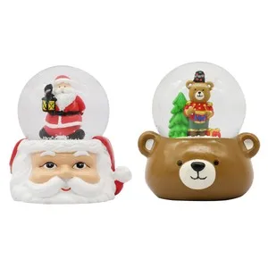 Bola de Nieve Oso o Papá Noel 6,5cm Sb decoración Navidad modelos surtidos, ACTUEL