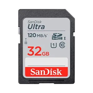 Tarjeta de memoria SANDISK ULTRA, SDHC, capacidad 32GB, alta velocidad, 120MB/S, clase 10.