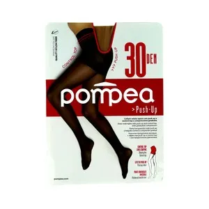 Panty transparente mate con compresión gradual ligera, 30den, POMPEA, color ambrato, talla S.
