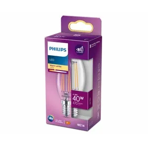 Bombilla Led E14, 4,3W=40W, luz cálida 2700K, PHILIPS.