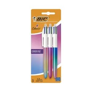 Pack de 3 bolígrafos 4 colores gradient punta media BIC.