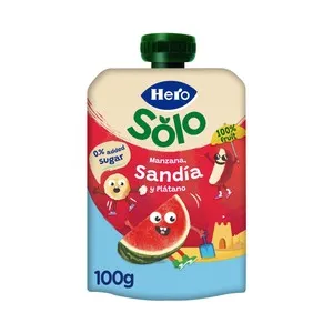 HERO Solo Bolsita de fruta (manzana, sandía y plátano) a partir 6 meses 100 g.