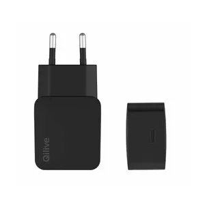 Cargador de casa QILIVE 600183053, color negro, entrada USB tipo C, 20W.