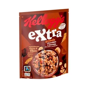 KELLOGG'S Extra Cereales granola con chocolate y avellanas 375 g.