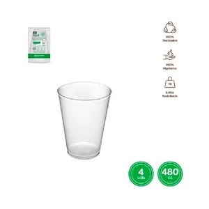 4 vasos de cubata de plastico reutilizable,480cc, OH YEAH!