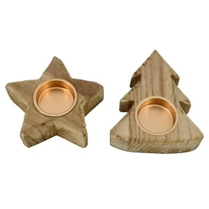 Porta Velas Madera Tyrol modelos surtidos decoración Navidad, SNC