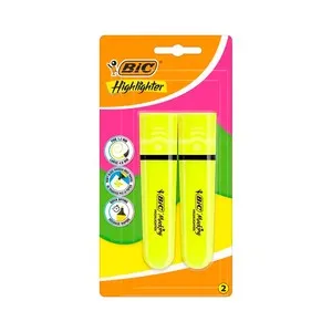 2 marcadores fluor amarillo, BIC.