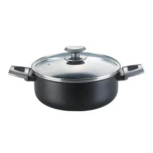 Cacerola de 24cm fabricada en aluminio con interior antiadherente y tapa, serie GEVI 7 ACTUEL