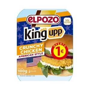 EL POZO Hamburguesa de pollo rebozada estilo americano 100 g.