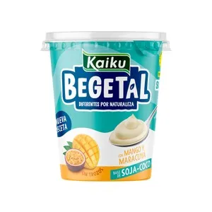 KAIKU Begetal Postre a base de coco con mango y maracuya, sin azúcares añadidos 350 g.