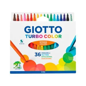 36 rotuladores punta de fibra media y grosor de 2.8mm y tinta de varios colores intensos GIOTTO.