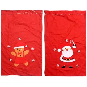 Bolsa decorada 60x90cm, fieltro rojo, Gingerman/santa modelos surtidos, ACTUEL