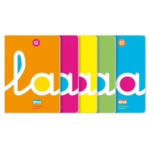 Libreta grapada A4 cubierta de polipropileno fluór 50 hojas 90grs trazo 4 mm, EDITORIAL LAMELA.