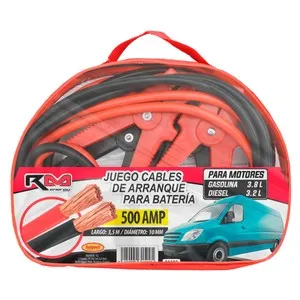 Juego de cables de arranque para batería de 500amp, color rojo y negro, ROLMOVIL.