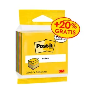 Taco de 390 notas adhesivas, cuadradas y de diferentes colores POST-IT Notes.