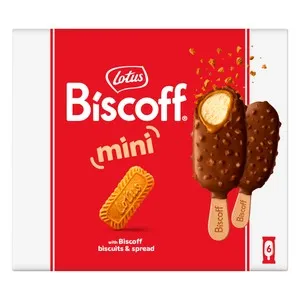LOTUS Biscoff mini bombón helado de galleta caramelizada y chocolate con leche 6 x 60 ml.