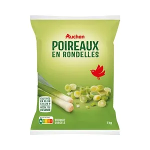 AUCHAN Puerro en rodajas ultracongelados 1 kg Producto Alcampo.
