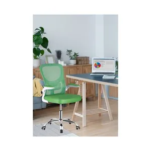 Silla de escritorio con malla regulable y brazo ajustable, color verde, CAMILLO RIGAMONTI