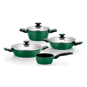Batería de aluminio forjado de cazuelas, 4 piezas y 3 tapas, MONIX.