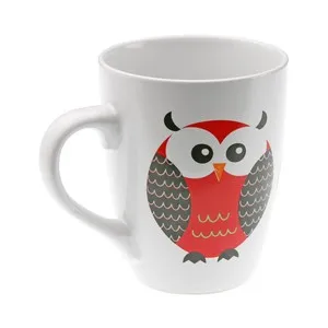 Taza alta con asa fabricad en porcelana, diseño Búho, VERSA.