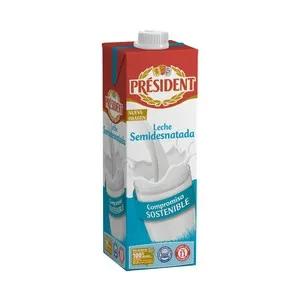 PRÉSIDENT Leche semidesnatada de vaca de origen 100% español 1 l.