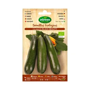 Semillas ecológicas para sembrar calabacín de la variedad belleza negra HA-HUERTO Y JARDÍN 4 gramos.