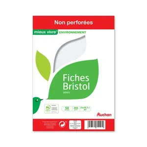 Paquete de 50 cartulinas blancas de 210gr, ideal para manualidades, PRODUCTO ALCAMPO.