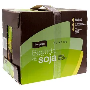 BONPREU Beguda de soja amb cacau 6x1L en cartró