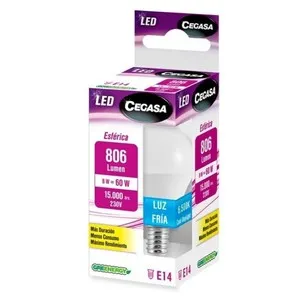 CEGASA Bombeta Led E14 llum freda 8W-6.500K