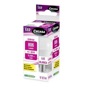 CEGASA Bombeta Led E14 llum blanca 8W-4.000K