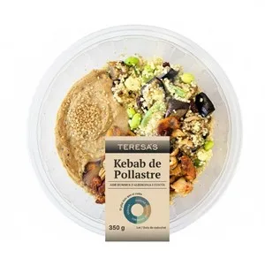 TERESA'S Kebab de pollastre amb hummus i albergínia