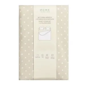 HOME INTERIORS Joc 1 funda nòrdica i 2 fundes de coixí Beix de 135cm
