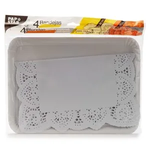 PAPSTAR Safata rectangular amb blonda 37cm