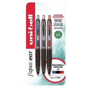 UNI-BALL 207 Bolígrafs de color blau, negre i vermell