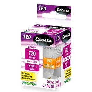 CEGASA Bombeta Led GU10 llum càlida 7,2W-2.700K