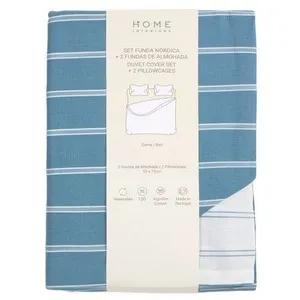 HOME INTERIORS Joc 1 funda nòrdica i 2 fundes de coixí blau 180 cm