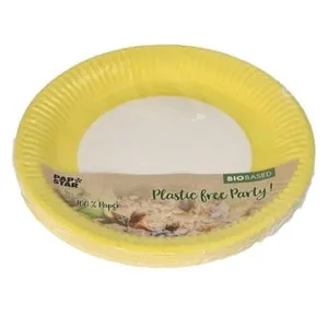 PAPSTAR Plat de cartró 23cm Groc