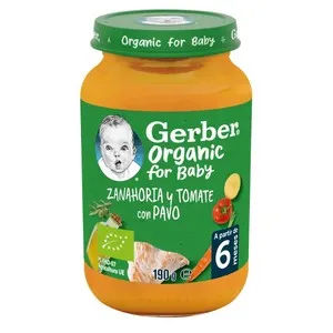 GERBER ORGANIC Puré amb pastanaga, tomàquet i indiot ecològic
