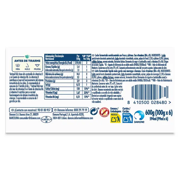 Actimel fresa y plátano 6 x 100 g 5