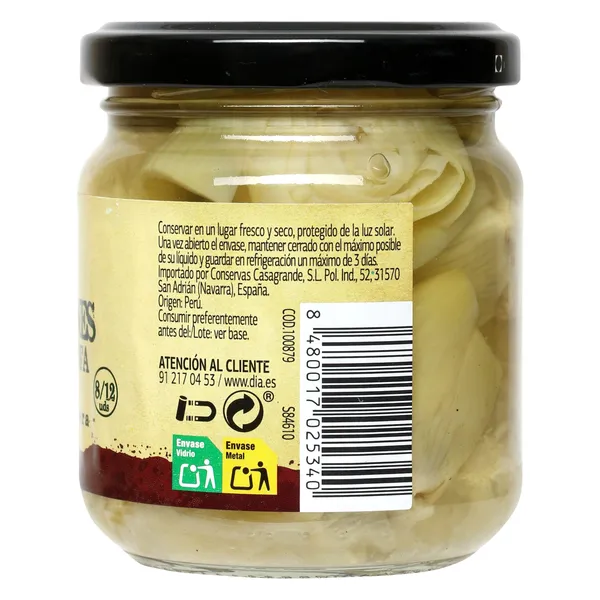 Corazones de alcachofas Dia Vegecampo 115 g 2