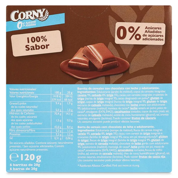 Barritas de cereales con chocolate con leche Corny 120 g 4
