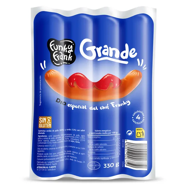Salchicha súper Funky Frank de Dia bolsa 330 g