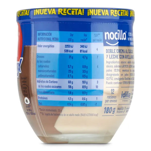Crema de cacao y leche de avellanas dúo Nocilla bote 180 g 3