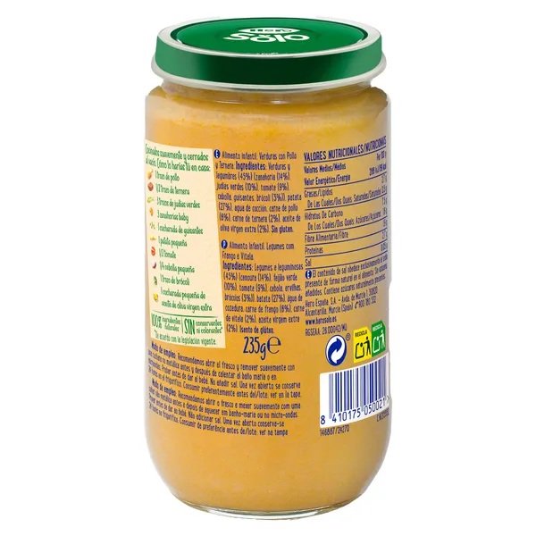 Puré de verduritas con pollo y ternera Hero 235 g 3