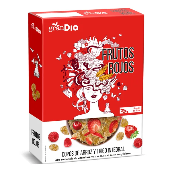 Cereales copos de arroz y trigo integral con frutos rojos Gran Dia 300 g 3
