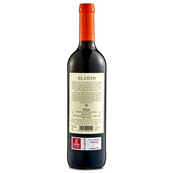 Vino tinto crianza D.O. Rioja El coto botella 75 cl 2